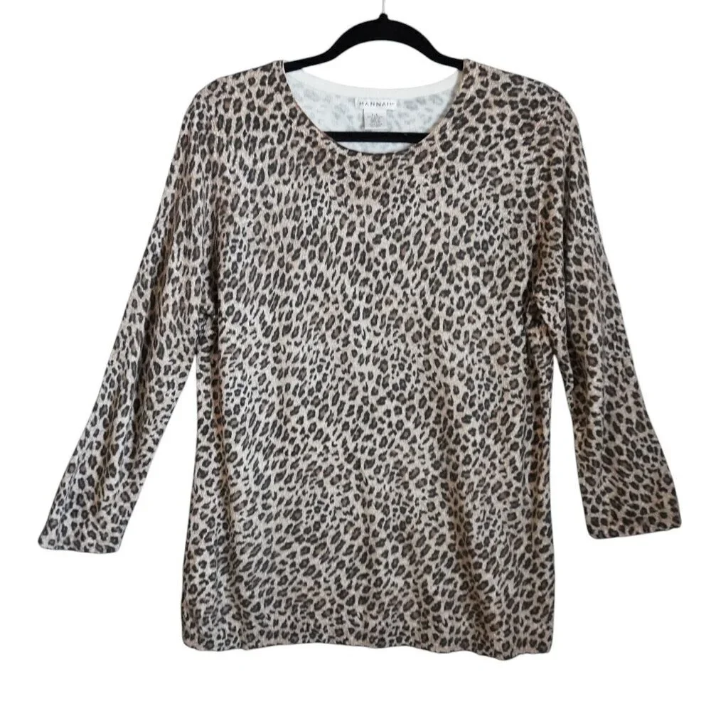 Hannah Leopard Print 3/4 Sleeve Knit Sweater